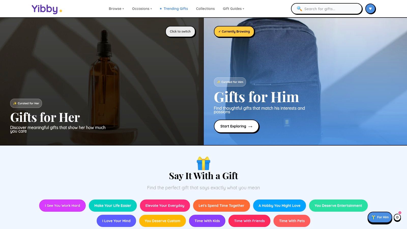 Screenshot from https://yibby.ai/gifts-for-him